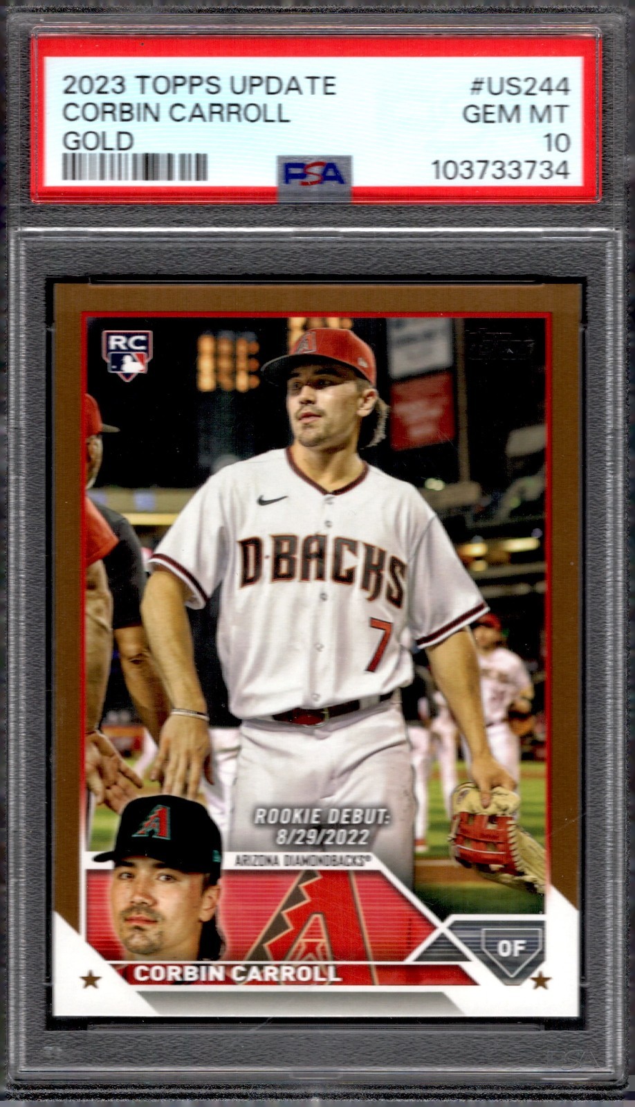 2023 Topps Update Corbin Carroll RC Gold Foil #US244 Diamondbacks PSA 10