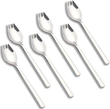 6 Pack Sporks Stainless Steel Forks and Spoons, Muulaii Metal Silver 