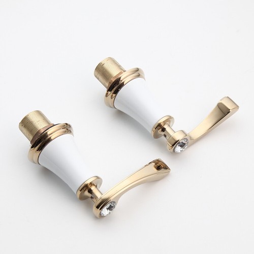 Bathroom White&Gold Widespread Basin Faucet Waterfall Sink 3 Holes Mixer Taps - Picture 8 of 12