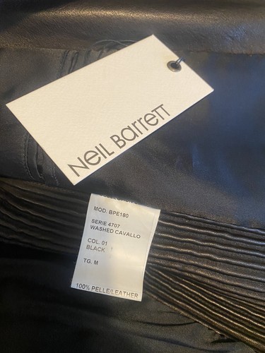 NWT Authentic Neil Barrett Leather Biker Jacket Black Medium M Mens RRP £2499 DS - Picture 11 of 19