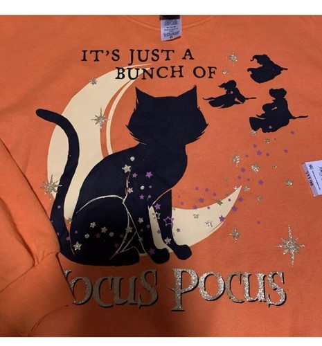 Disney Girls Hocus Pocus Orange Cat Witches Halloween Crewneck Sweatshirt Sz XL - Picture 4 of 9
