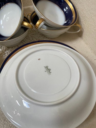ROSENTHAL EMINENCE KOBALTBLAU 8ER SET MIT FUSS CREME SUPPENSCHÜSSEL UNTERTASSE GERMANY - Bild 4 von 5
