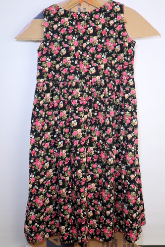 Vtg Pinwale Corduroy Rose Floral Midi Dress Shift Pinafore Jumper Approx Size 2X - Picture 9 of 12