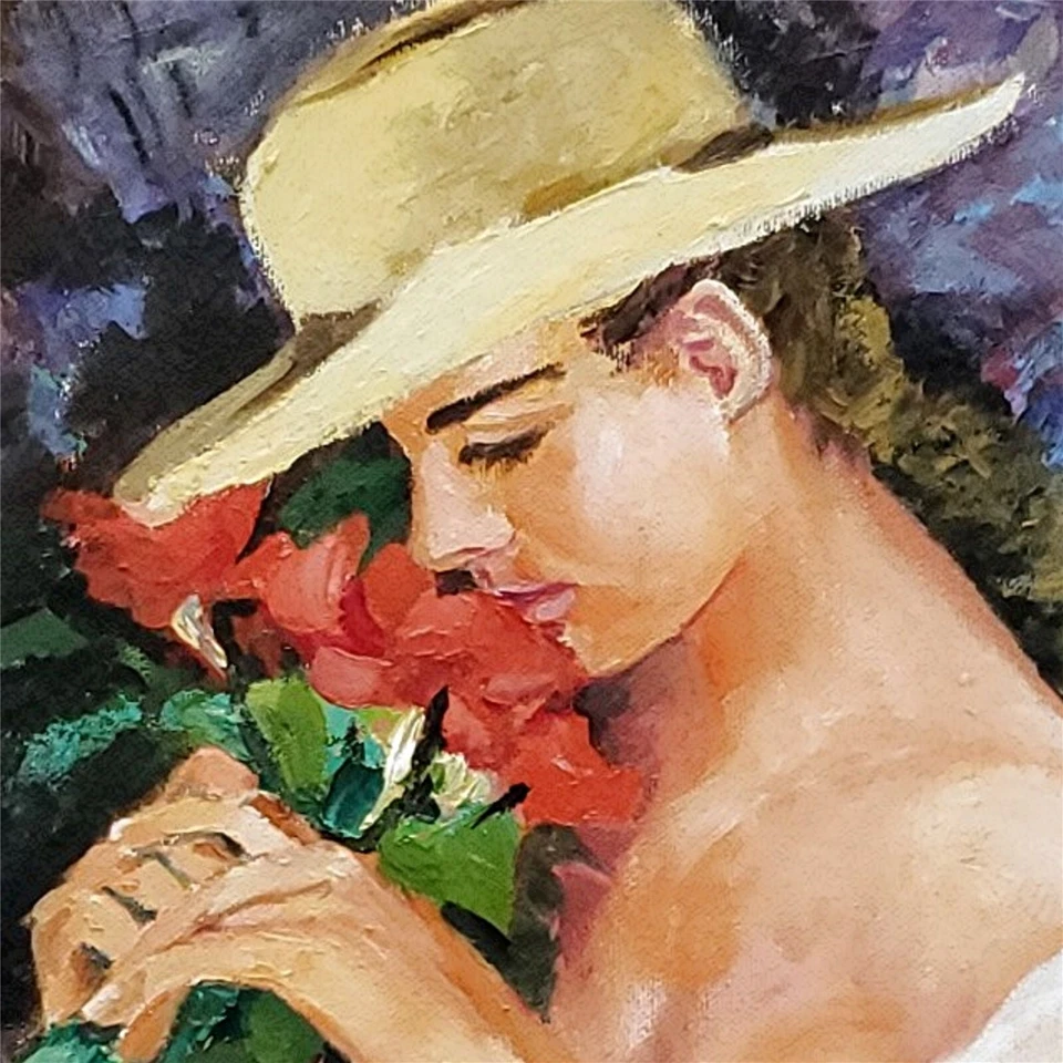 YARY DLUHOS женщина цветы женская фигурка цветочный портрет оригинальная картина маслом - Изображение 2 из 4