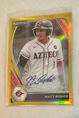 Matt Rudick 2021 Panini Prizm Draft Picks Matt Rudick Gold Refractor Autograph #d 2 ...