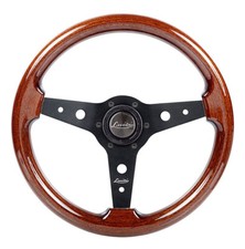 Luisi Montreal Steering Wheel 340mm Mahogany Wood Black Spokes New Genuine Luisi Montreal Steering Wheel 340mm Mahogany Wood Black Spokes New Genuine