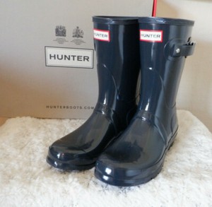 hunter original short gloss rain boots dark slate