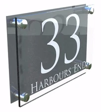 HOUSE SIGN PLAQUE DOOR NUMBER STREET NAME ADDRESS ACRYLIC & ALUMINIUM PR28WA