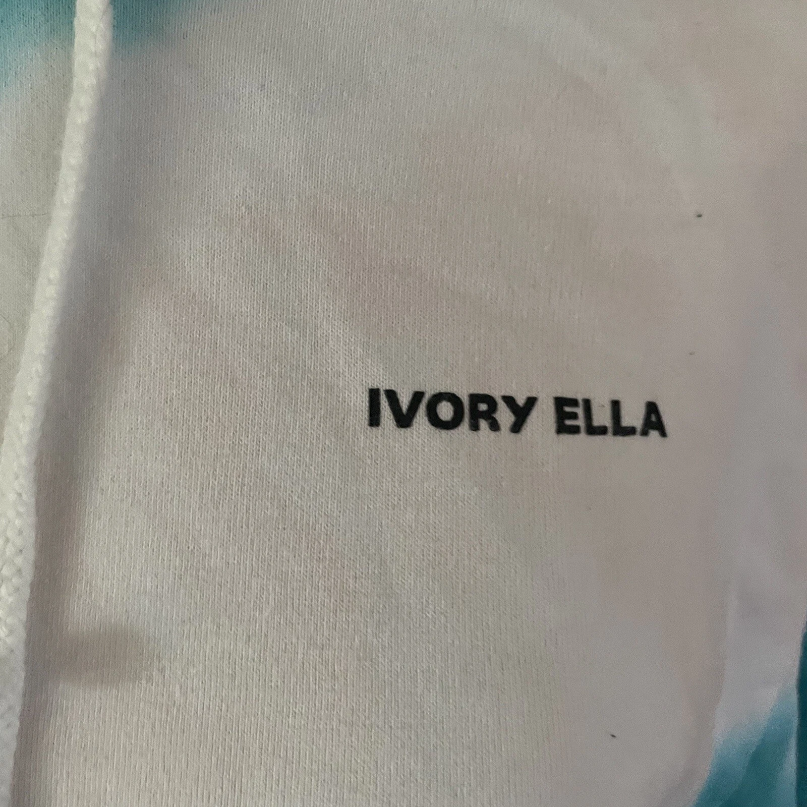 OFF WHITE Felpa con cappuccio tagliata avorio ella verde acqua e cravatta bianca tinta taglia small