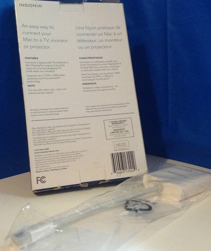 New! INSIGNIA MINI DISPLAY PORT TO VGA ADAPTER FOR MACBOOK & iMAC - NS-PD94593-C - Picture 2 of 2