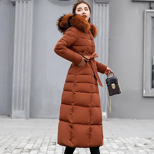 Damen Winter Warm Mantel Puffer Fellkragen Lang Stepp Parka Damen Kapuze Jacke - Bild 17 von 23