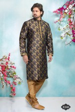 Indian Mens Designer Wedding Bollywood Party Wear Traditional Blue Kurta Payjama