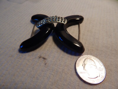 VTG 1930S TO 50S BAKELITE BLACK ART DECO DESIGN BELT BUCKLE RHINESTONES AS  IS