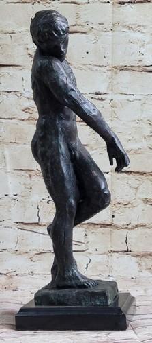 Clásico Rodin Adam Bronce Elegante Desnudo Figura Masculina Estatua Escultura Venta - Imagen 3 de 10
