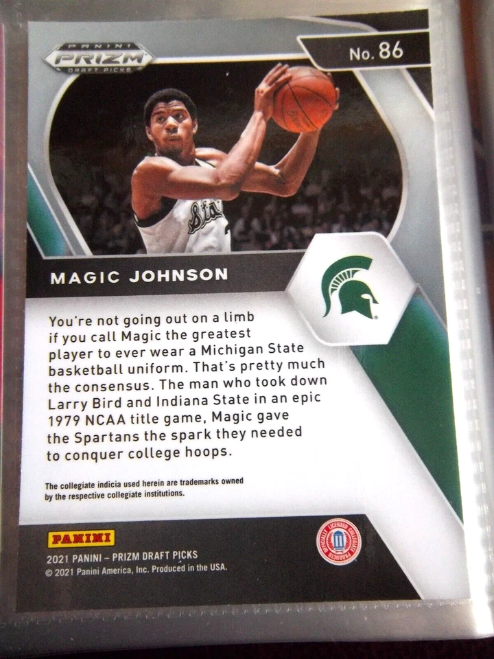 MAGIC JOHNSON - No. 86 - MICHIGAN STATE SPARTANS - 2021 PRIZM DRAFT PICKS PANINI - Imagen 2 de 2