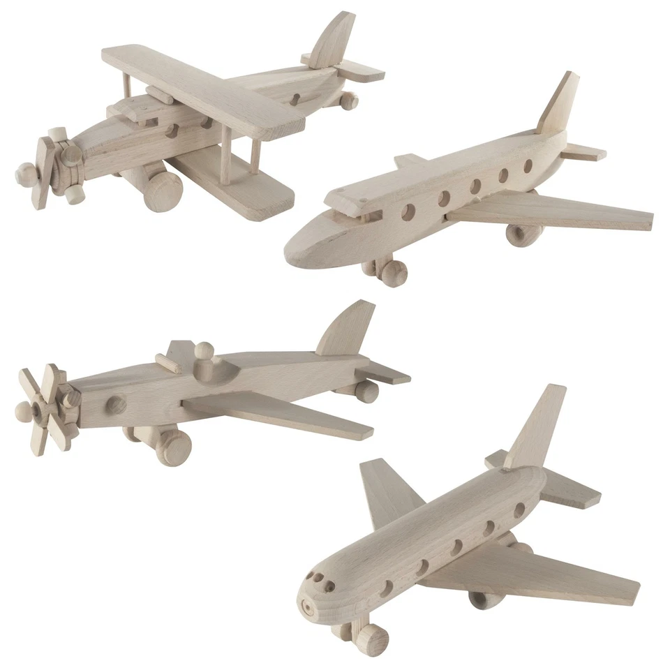 Avión de carga a reacción de avión de madera | Madera decorativa lisa sin tratar