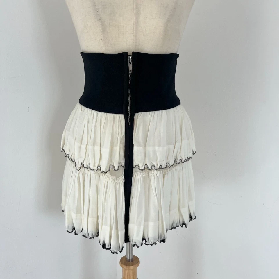 Isabel Marant White Beaded Hem Detail Roscoe Mini Skirt - Image 2 of 4
