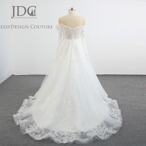 Prinzessin Brautkleid Hochzeitskleid Spitze Glitzer Langarm Maßanfertigung Neu - Imagen 10 de 12