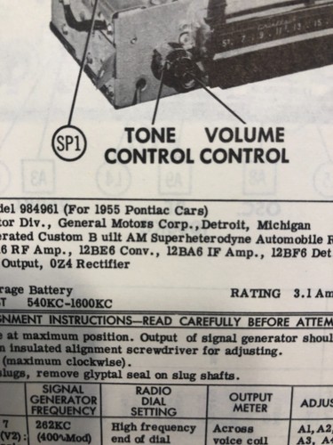 PF 1955 PONTIAC AUTOMOBILE RADIO Model 984961 Repair Data Manual READ - Picture 2 of 4