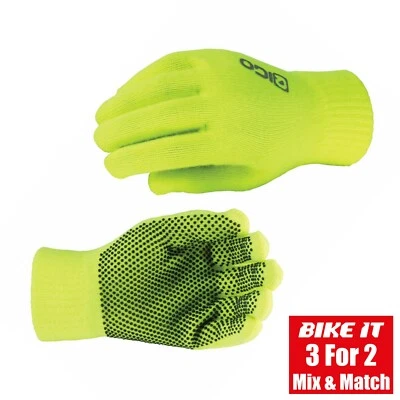 EIGO FLUORO HI-VIS HANDSCHUHE STRASSENPENDLER RADFAHREN LAUFEN WANDERN STRICKHANDSCHUHE