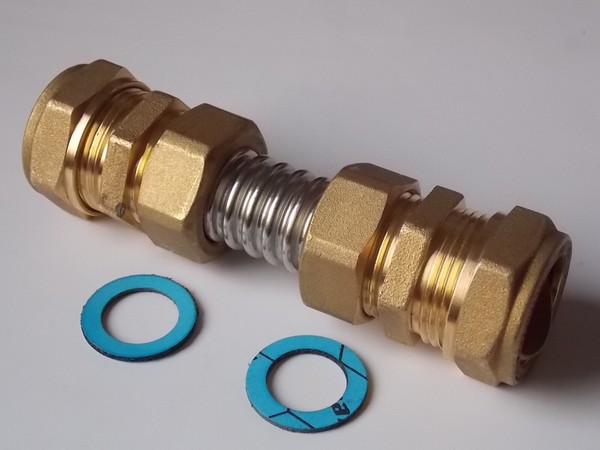 "Kollektorverbinder Anschluss 22 Mm Kupferrohr L=6,5 Cm+ Graphit Dichtungen 3/4\""-image