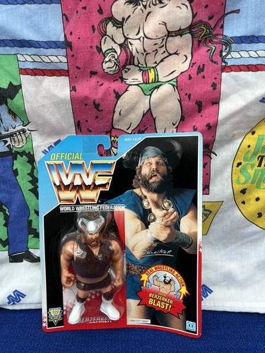 Official WWF, 1992 MOC Hasbro Berserker  On Blue C...