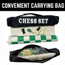 GETORIUM Tournament Chess Set Portable Chess & Checkers Set with Carrying Bag