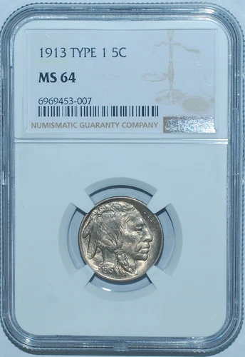 1913 NGC MS64 T1 Type 1 Buffalo Nickel