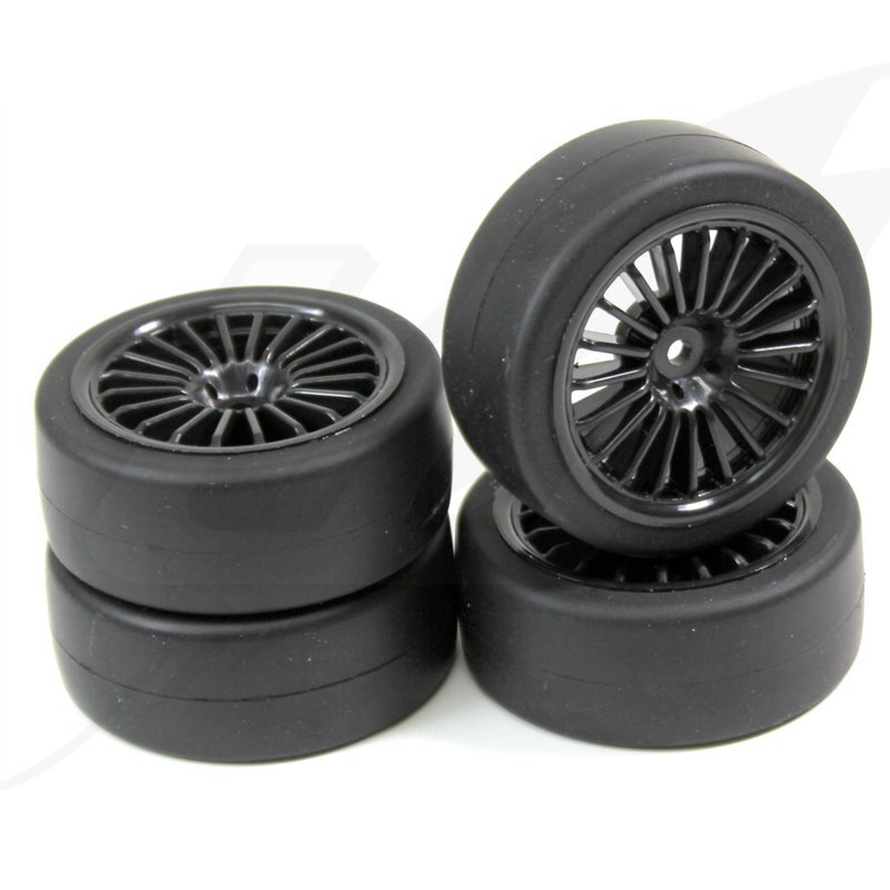 [IT] Absima Wheel Set Onroad "20 Spoke / Slick" black 1:10 (4 pcs) - 2510001