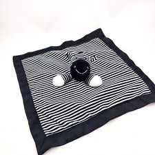 Target Circo ZEBRA Plush Satin Lovey Security baby Blanket Black White Stripe