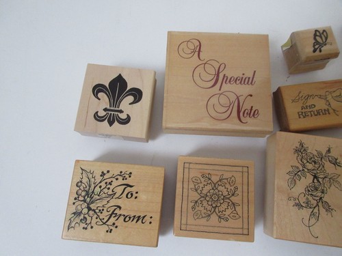Large Rubber Craft Stamps Scrapbooking Card Making Premium Wood Mounted Set 10 - Picture 3 of 5