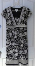 Ann Taylor Loft Black White Floral Striped Shift Dress Size 4 NWT