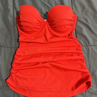 Victoria's Secret Red Swimsuit Full Coverage Padded Bikini Top, Size 32D