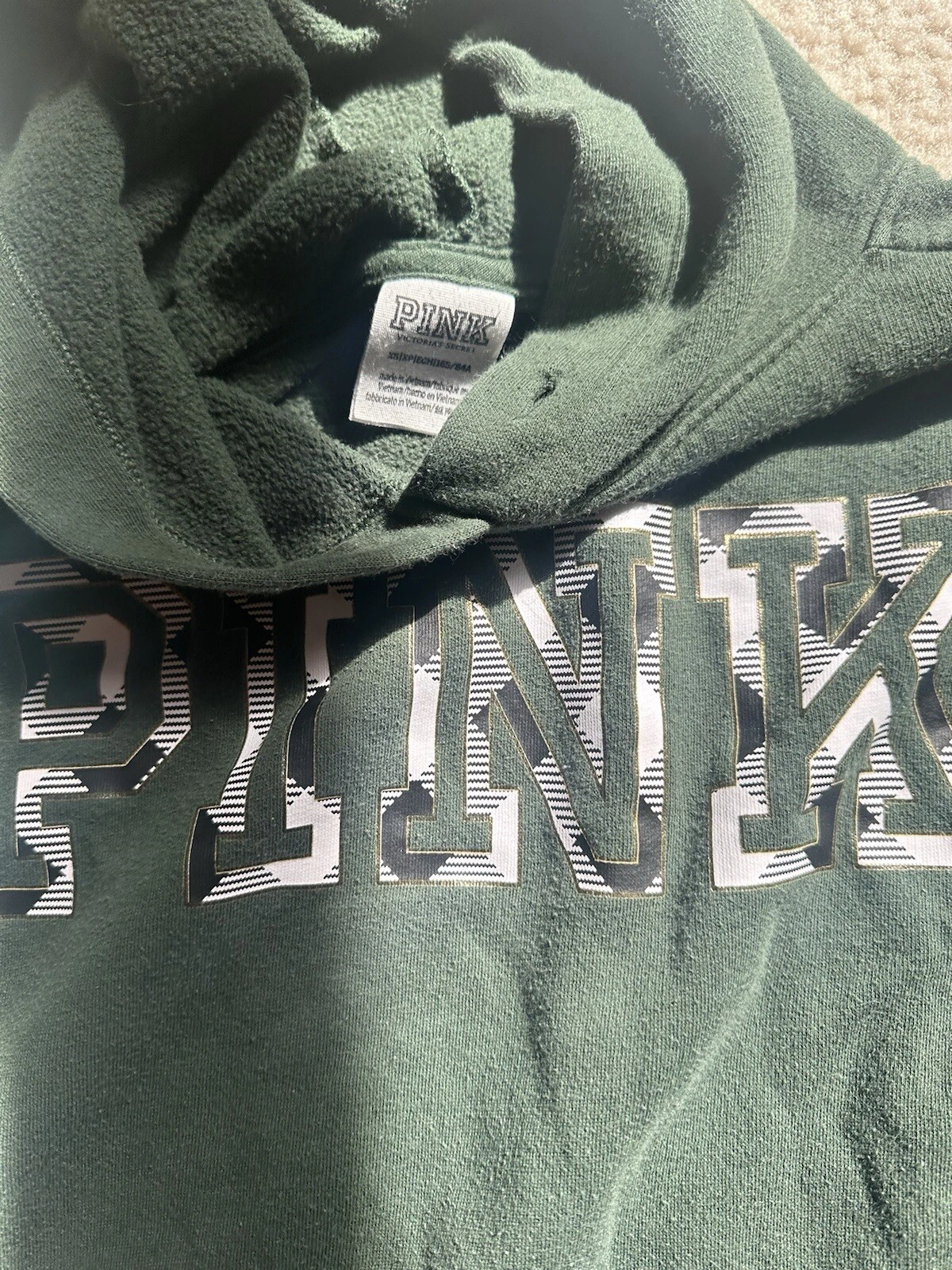UNDERCOVER Felpa con cappuccio Victoria's Secret ROSA verde salvia pull over taglia XS
