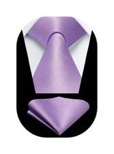 Mens Ties Lavender Tie for Men Pastel Purple Necktie Pocket Square Set Formal...
