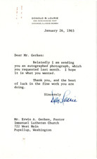 Don Lourie Signed Letter 1965 / Autographed College Football HOF Princeton