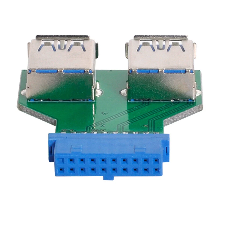 PCBA Dual USB 3.0 A Type Female to Motherboard 20/19 Pin Box Header Slot Adapter - Image 4 of 4