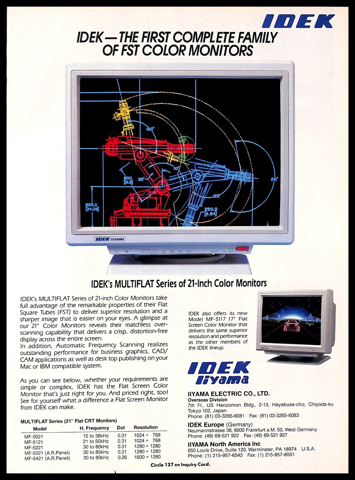 1991 Idek Multiflat 21-inch Color Monitors PRINT AD Retro PC Computer ...