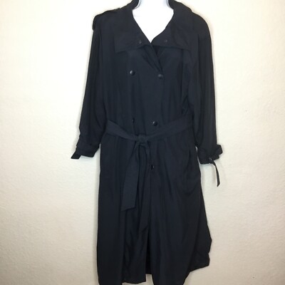 Drizzle Neiman Marcus Black Double Breasted Rain Coat Zip Out