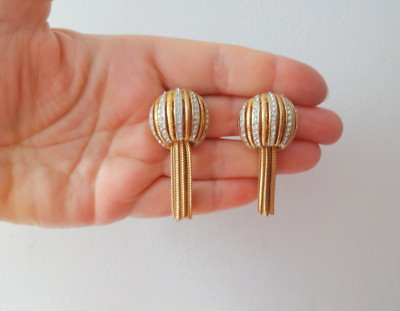 Unsigned Les Nereides Paris Cluster Clear Rhinestone Jellyfish Clip On Earrings