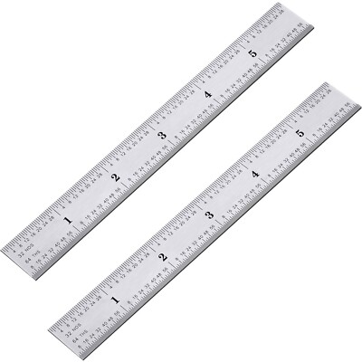 eBoot 2 Pack Stainless Steel Ruler Machinist Engineer Ruler, Rigid Metal Rule...
