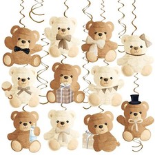 Bear Hanging Swirls Teddy Bear Baby Shower Decorations 15Pcs Teddy Bear Hangi...