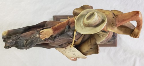 Cavallo Cowboy Dipinto a Mano Stile Capodimonte Firmato A.Santini scultura - Foto 8 di 15