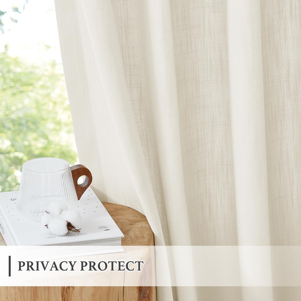 Thick Faux Linen Weave Textured Curtains for Bedroom Vintage