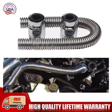 36'' Universal Stainless Steel Radiator Flexible Coolant Water Hose Kit w/Caps