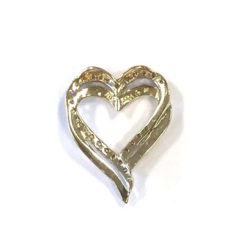 10 Karat Yellow Gold Pretty 1/3 CT Diamond Double Open Hearts Charm Pendant P475 - Picture 3 of 3