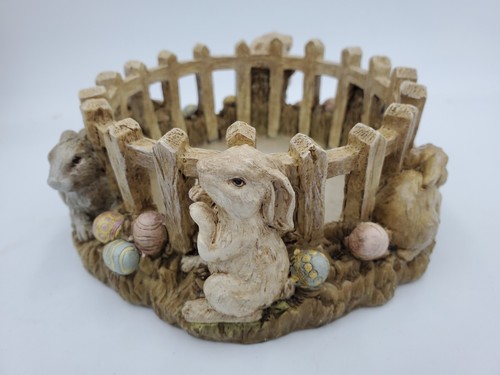 Gold Canyon Easter Bunniy Candle Hugger Holder Base 80401 Rabbits Retired Rare - Picture 4 of 12