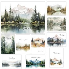 Thank You Cards Set of 20,4x6 Inches Watercolor Nature Forest Thank You Cards...