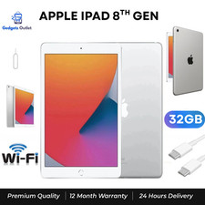 Apple iPad 8th Gen Wi-Fi Only 32GB Unlocked Brand New Pristine Condition Tablet
