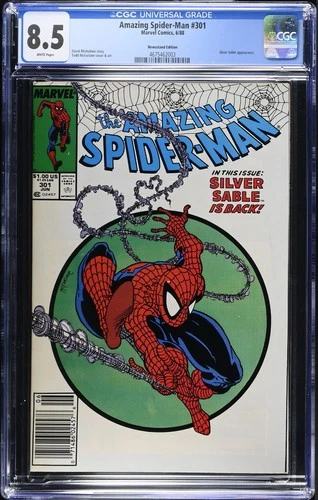 AMAZING SPIDER-MAN #301 CGC 8.5 WP McFarlane NEWSSTAND VARIANT Marvel 1988